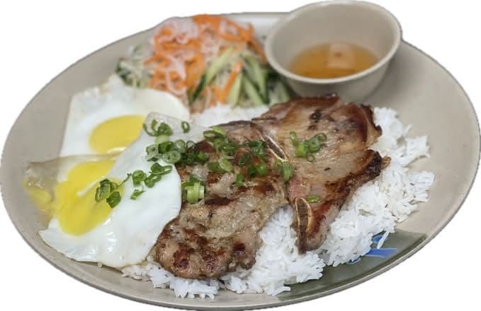 52.Lemongrass Chicken, Pork Chop, 2eggs with Rice