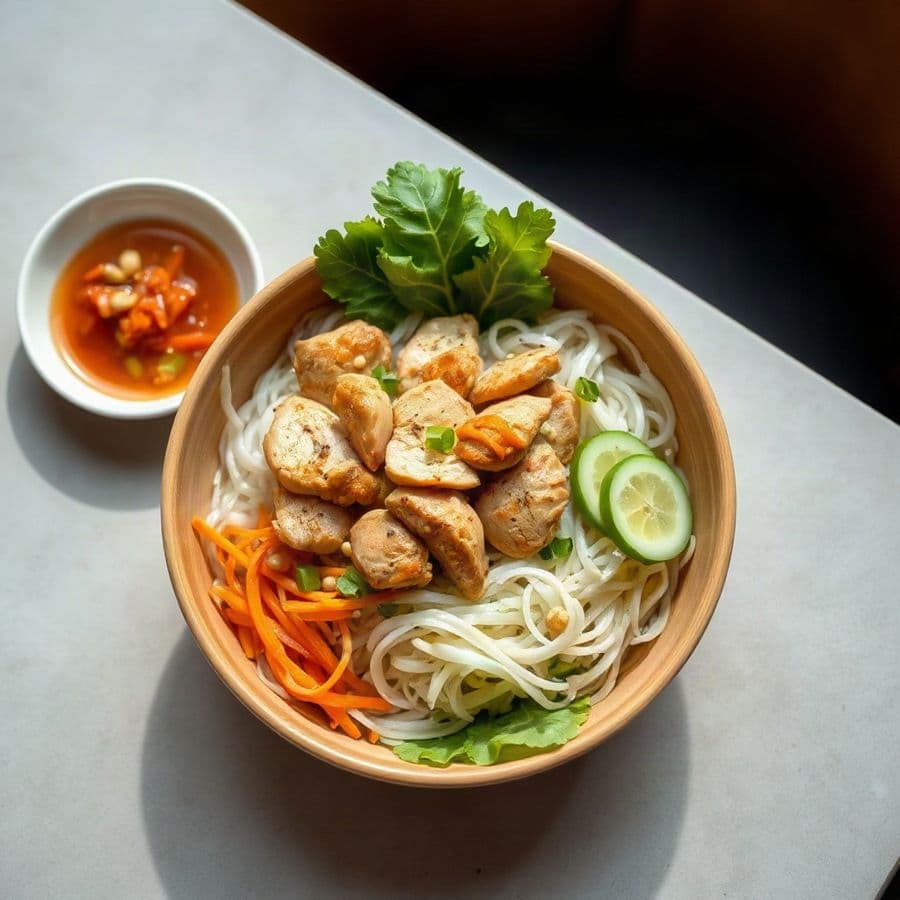 55. Lemon Grass Chicken with Rice Vermicelli