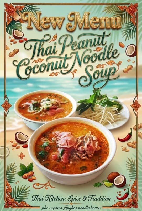 Thai spicy Coconut Peanut Satay Noodle Soup - Pho Express Ankor Noodle House